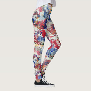 Legging Abstrato vermelho-branco-preto