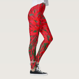 Legging Abstrato vermelho e verde com nome personalizado