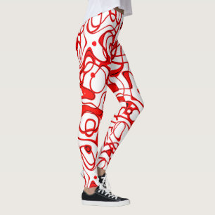 Legging Abstrato Vermelho, Preto e Branco