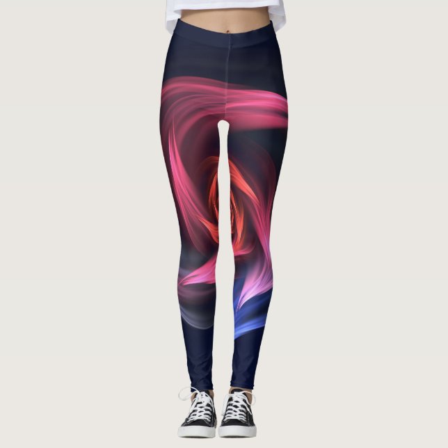 Legging Abstrato Vortex Forma Vermelha E Azul (Frente)