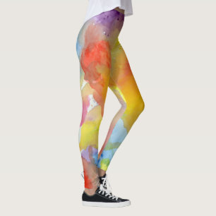 Legging Abstrato Watercolor Bright Vibrant Coloração Cores