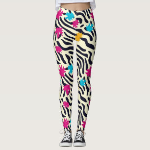 Legging Abstrato Zebra Stripes com pintura folha