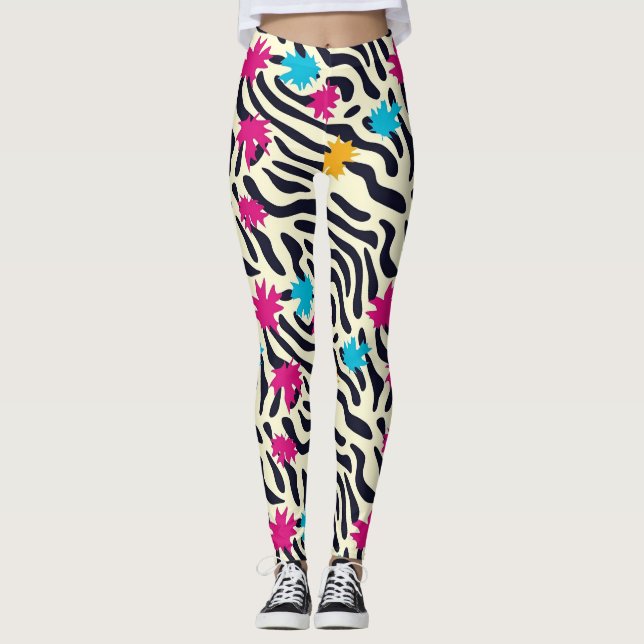 Legging Abstrato Zebra Stripes com pintura folha (Frente)