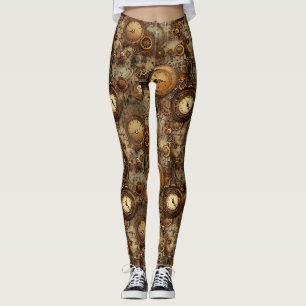 Legging Academia Sombria Pergaminho Mecânico Sépia Latão
