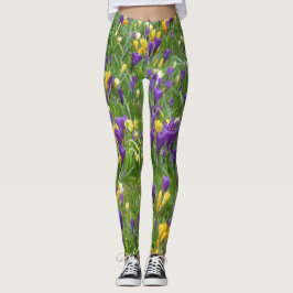 Legging Açafrões amarelos e roxos