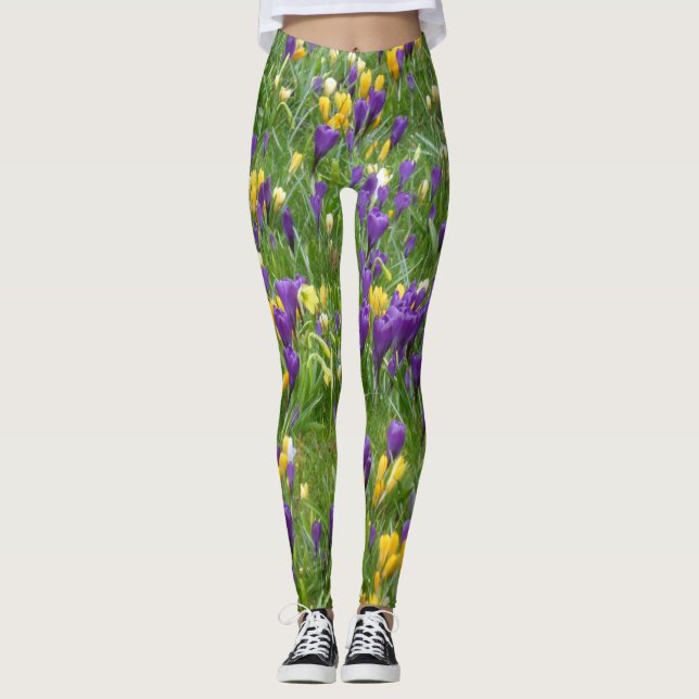 Legging Açafrões amarelos e roxos (Frente)
