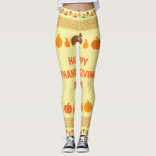 Legging Ação de Graças: design de cartão bordado retrorado