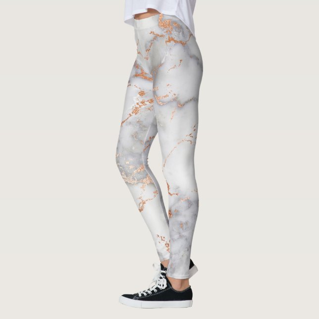 Legging Acentos de Areia e Padrão Abstrato Branco (Esquerda)