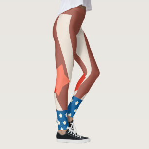 Legging Acentos de Estrela Patriótica Vermelha e Azul Rúst