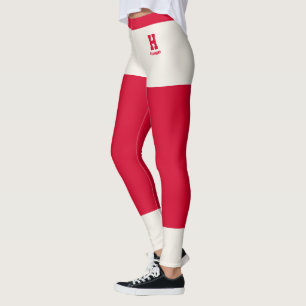 Legging Acentos de Marfim Sólido Vermelho Cereja Personali
