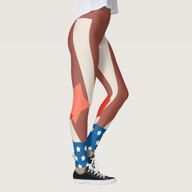 Legging Acentos Patrióticos Russos Vermelhos e Azuis nas E (Direita)