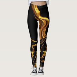 Legging Achempong Opulento Redemoinho Líquido Ouro Preto D