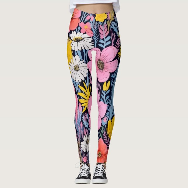 Legging AD 001 - Padrão digital floral (Frente)