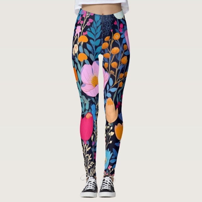 Legging AD 002 - padrão digital floral (Frente)