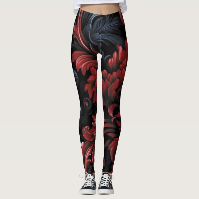 Legging AD 022 - padrão gráfico digital floral (Frente)