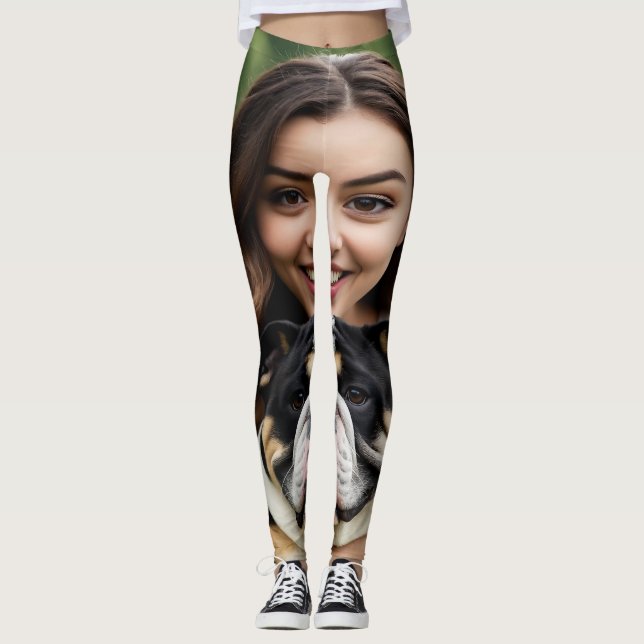 Legging Adicionar Foto de Bulldog Personalizar (Frente)