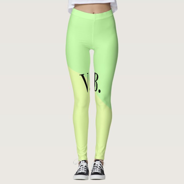 Legging Adicionar texto de nome monograma cor sólida simpl (Frente)