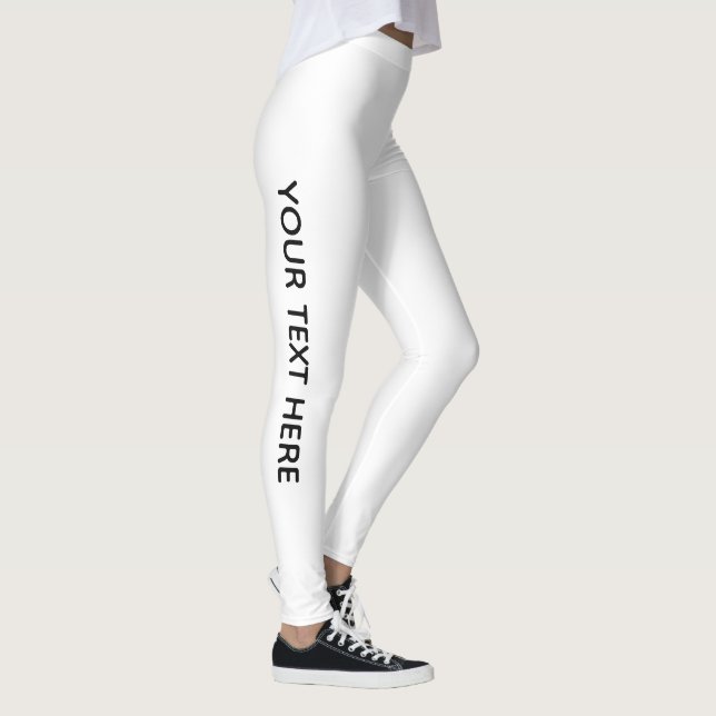 Legging Adicione seu texto moderno, branco de Modelo elega (Direita)