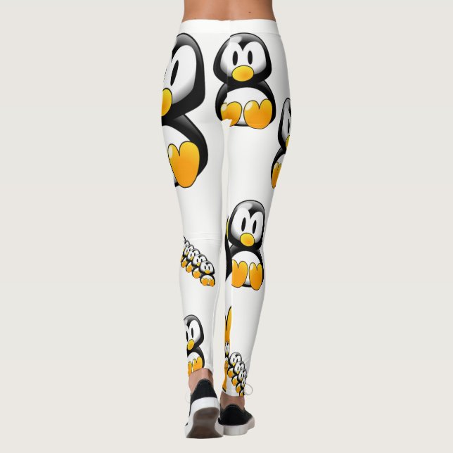 Legging adolescente de pernas brancas de pinguim amarelo (Verso)