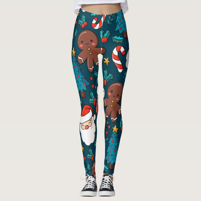 Legging Adoráveis Homens De Natal E Pão De Gengibre (Frente)