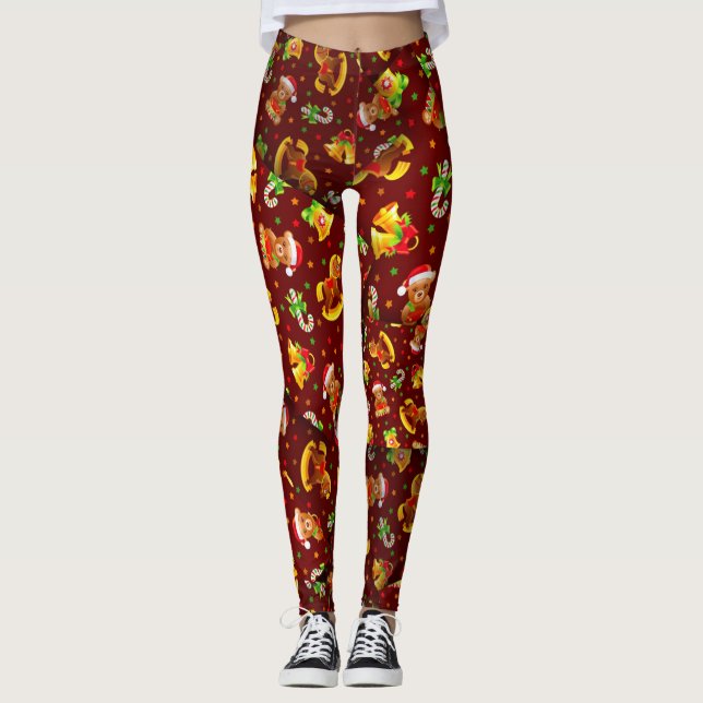 Legging Adoráveis Ursos e Brinquedos de Natal [3D] Yoga (Frente)
