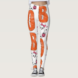 Legging Adorável Design de Halloween de Fantasma Kawaii “B