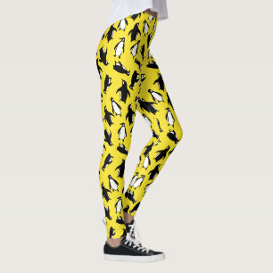 Legging Adorável padrão de pinguim branco e preto em fundo
