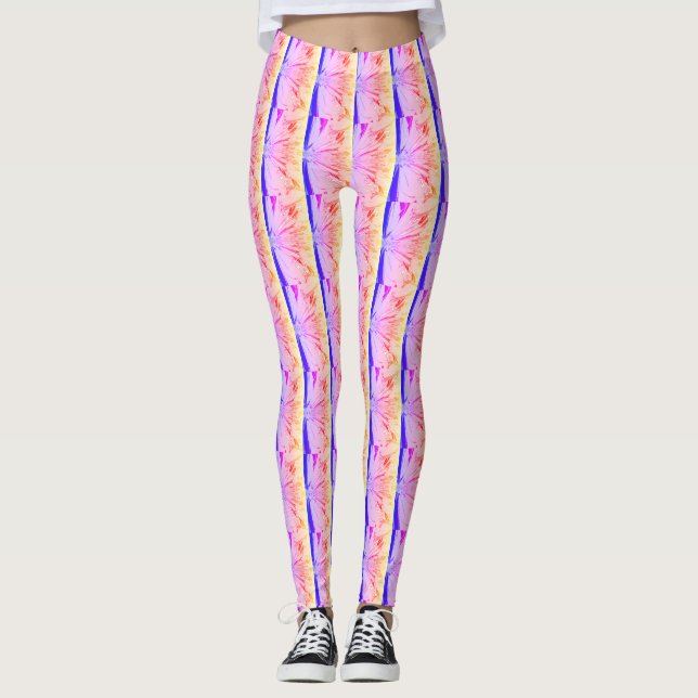Legging Adorável Padrão Rosa Quente de Abstrato de Verão C (Frente)