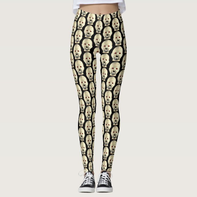Legging Adoro Bonecas assustadoras - Cabeça de boneca (Frente)