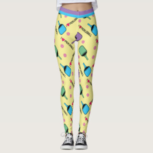 Legging Adoro o Pickleball amarelo (azulejo menor)