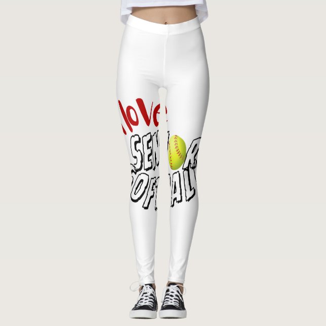 Legging Adoro Pernas de Softball Mais velho (Frente)