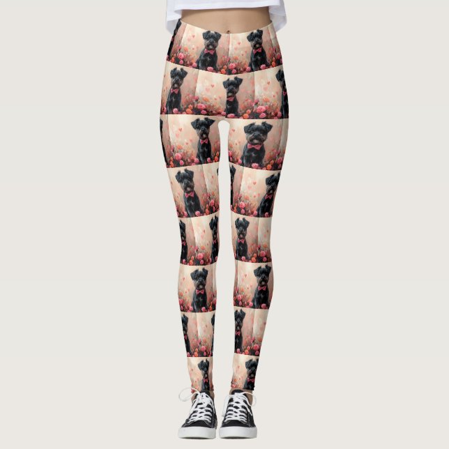 Legging Affenpinscher com Rosas - Dia dos Namorados (Frente)