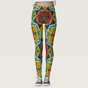Legging African Geometric Mosaic Ankole Style Textile Prin