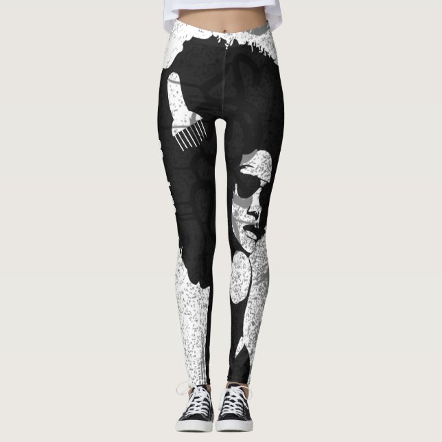 Legging Afro do preto, do cinza e dos grafites (Frente)
