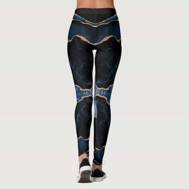 Legging Agate Marinho Azul, Dourado, Pernas do Mármaco (Verso)