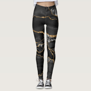 Legging Agato de brilho preto e Dourado