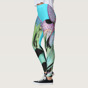 Legging Agave, cacto roxo, turquesa, nome personalizado