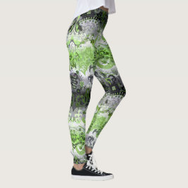 Legging Agender Dragon Damask - Agender Pride Flag Cores