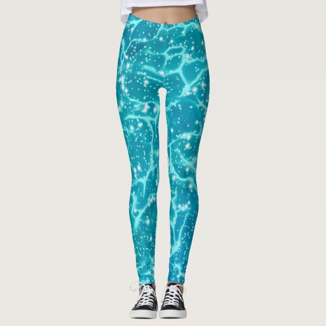 Legging Água do mar azul com faíscas (Frente)