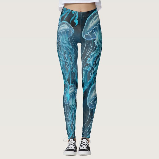 Legging Água-viva azul e negra (Frente)