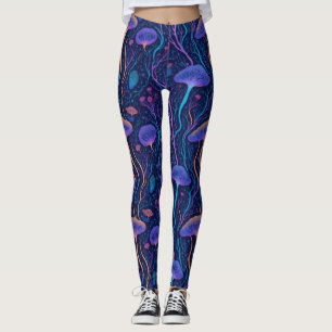 Legging Água-viva Bioluminescente Oceânica Colorida Modern