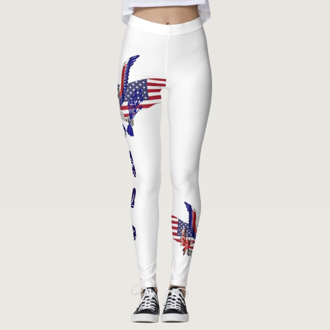 Legging Águia, bandeira e protetor americanos patrióticos (Frente)