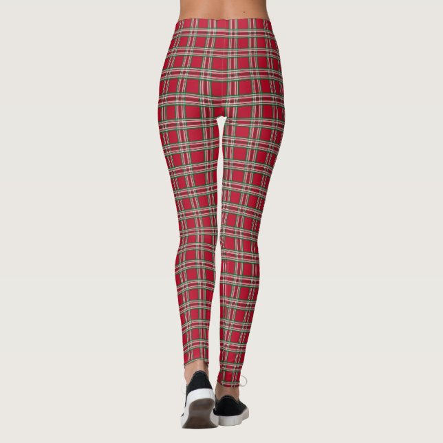 Legging Agulhas de Xadrez Vermelha de Natal feminina (Verso)