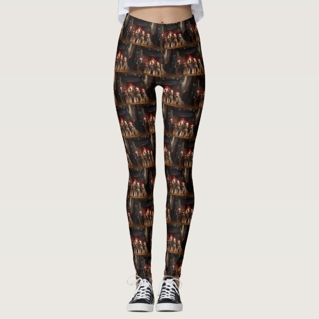 Legging Airedale ao lado da Lareira Natal (Frente)