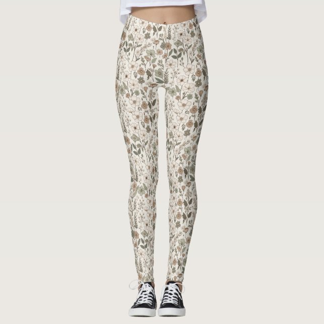 Legging Airy Wildflowers in Cream & Sage (Frente)