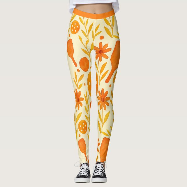Legging Ajustado Ativo Petal de Laranja Piceball (Frente)