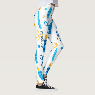 Legging Ajuste personalizado do padrão de Hanukkah