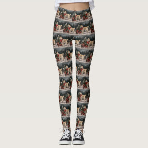 Legging Akita Dog no Natal da Neve