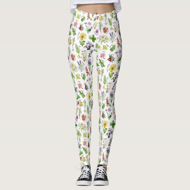 Legging Alfabeto das plantas e das ervas (Frente)