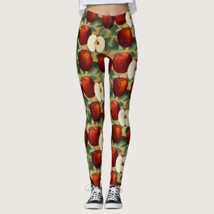 Legging Alfabeto Dourado botânico vermelho de Apple